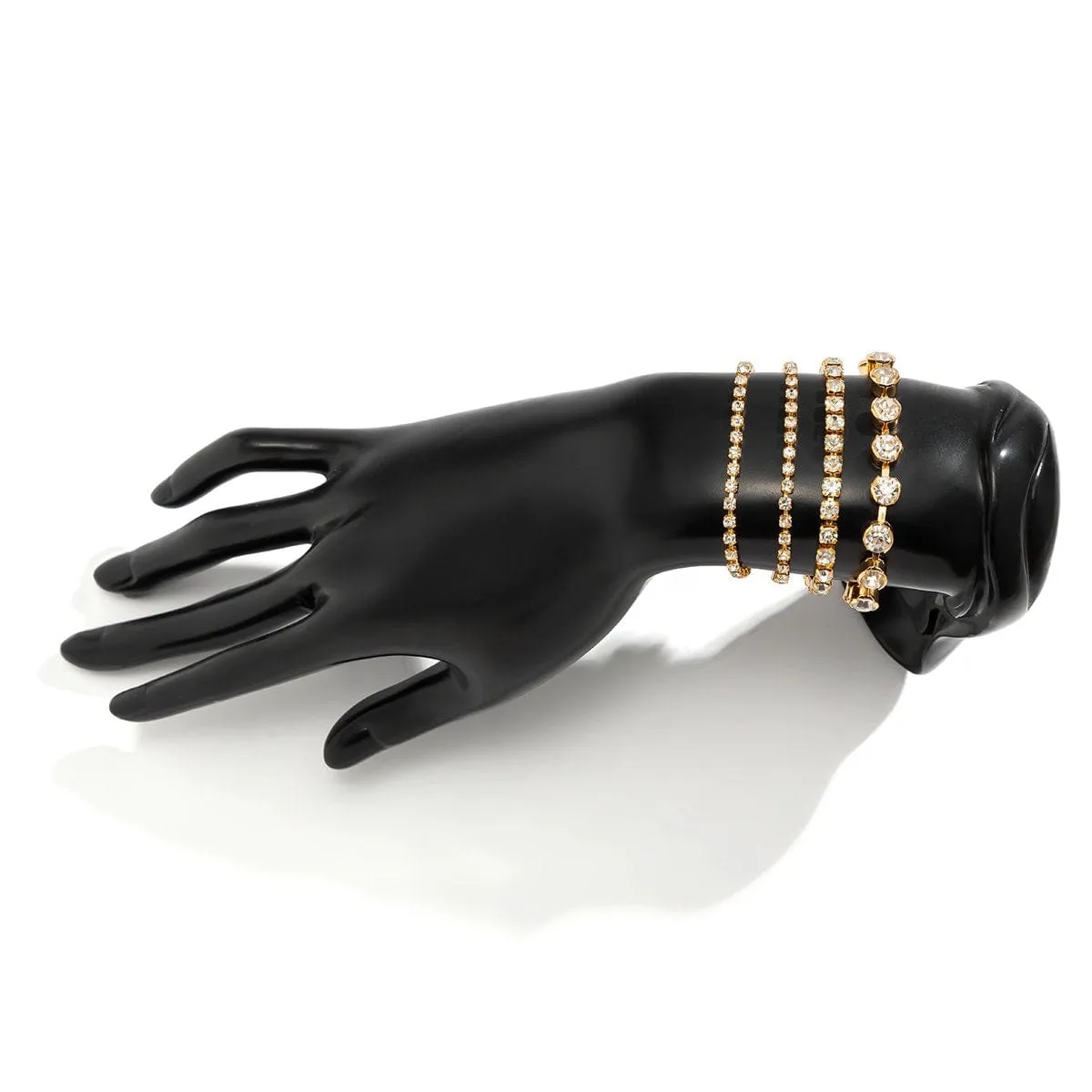 Chic Crystal Box Chain Bracelet Set