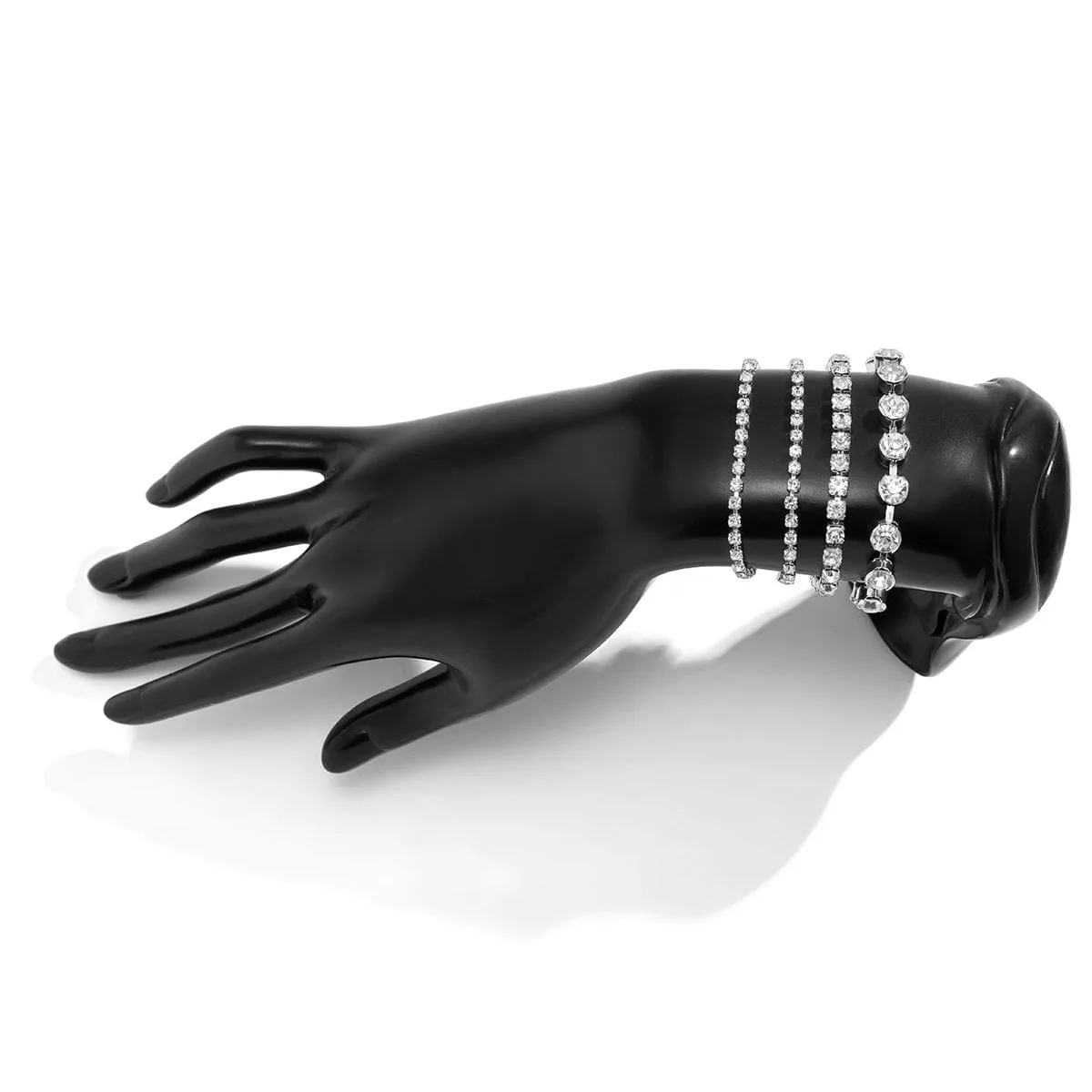 Chic Crystal Box Chain Bracelet Set
