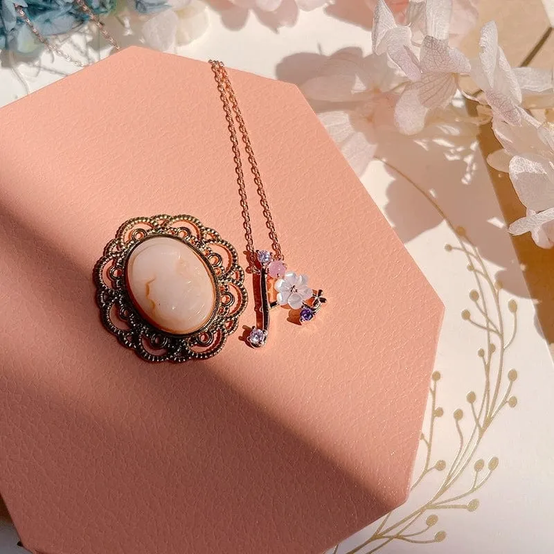 Chic Crystal Opal Inlaid Floral Alphabet Monogram Letter Necklace