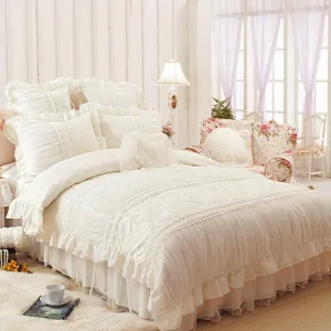 Chic Royal Lace Ruffled Bed Set
