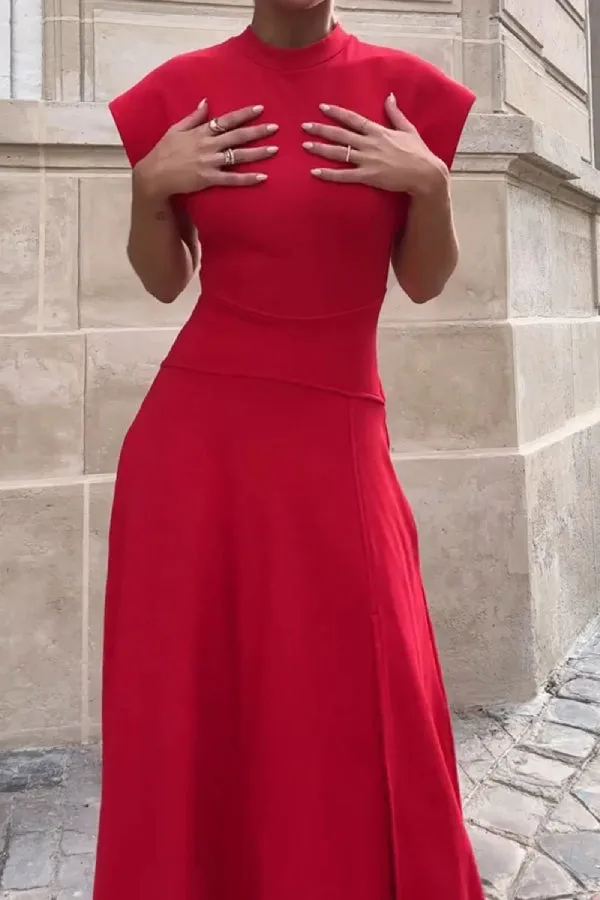 Chic Slim Fit Dress with Flying Sleeves