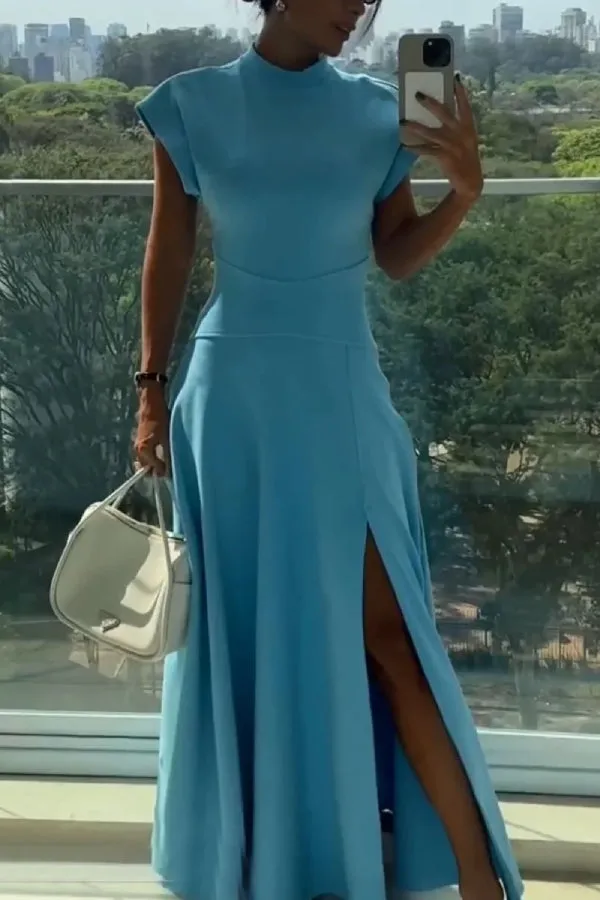 Chic Slim Fit Dress with Flying Sleeves