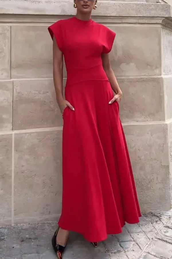 Chic Slim Fit Dress with Flying Sleeves