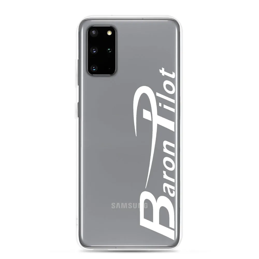 Clear Baron Pilot Samsung (All S20 Versions) Phone Case - White Font