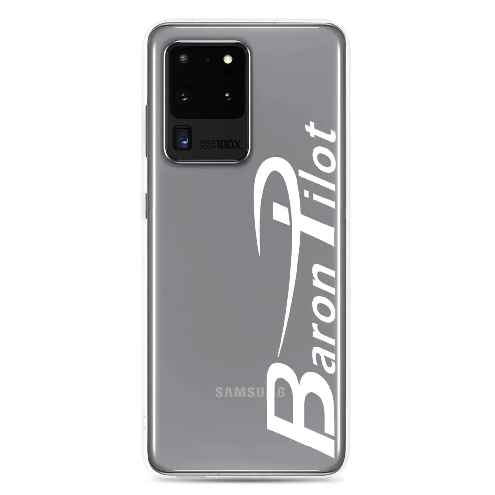 Clear Baron Pilot Samsung (All S20 Versions) Phone Case - White Font
