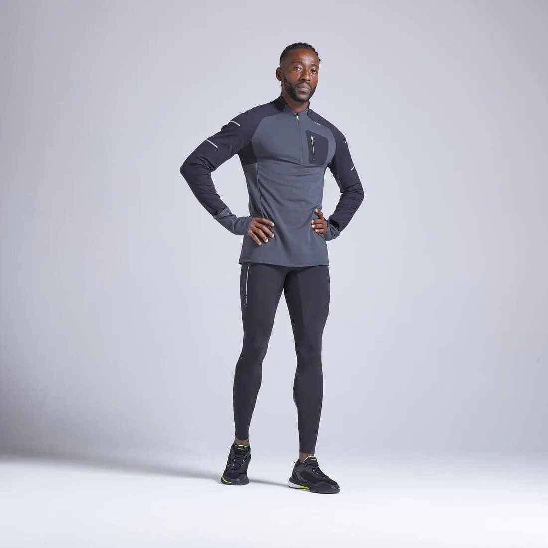 Collant chaud de running Homme - KIPRUN Run 500 Warm Noir