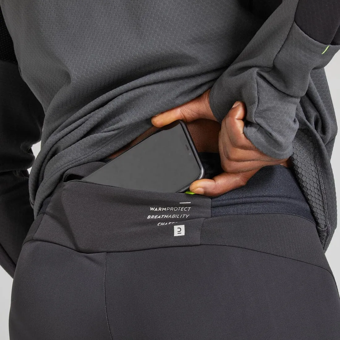 Collant chaud de running Homme - KIPRUN Run 500 Warm Noir