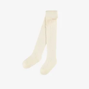 Collant crème avec motif en pointelle, bébé  ||  Cream tights with a pointelle pattern, baby