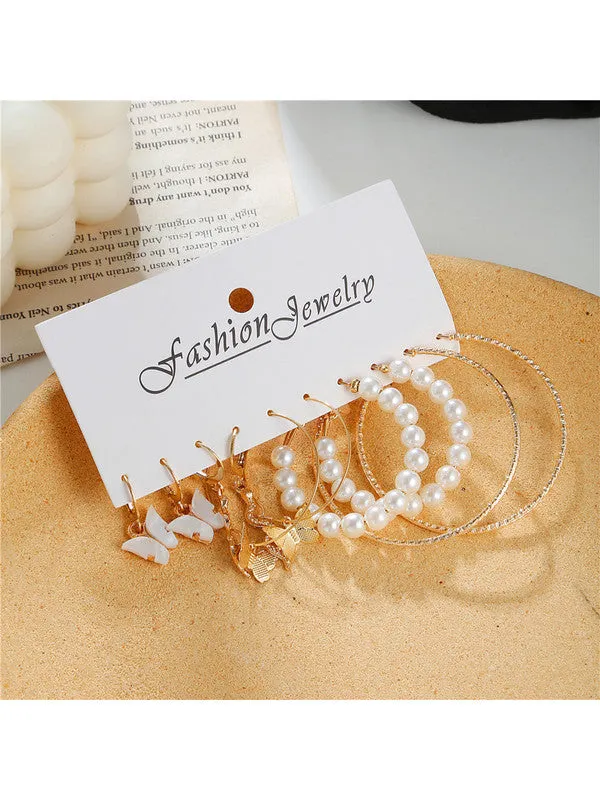 Combo of 11 Pair Gold Plated Studs and Hoop Earrings