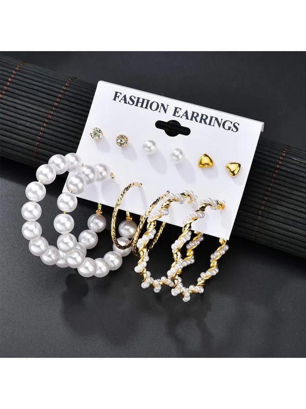 Combo of 12 Pair Butterfly Crystal Studs and Hoop Earrings