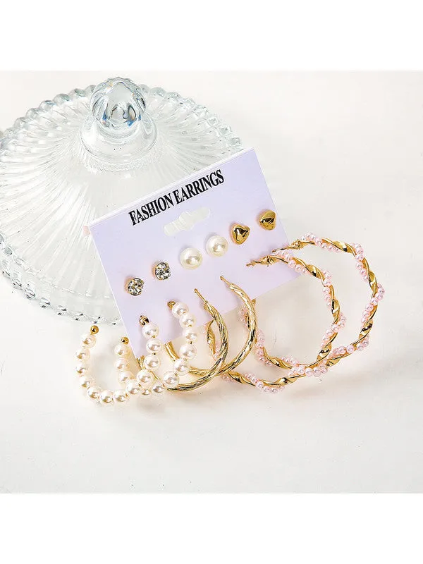 Combo of 12 Pair Butterfly Crystal Studs and Hoop Earrings