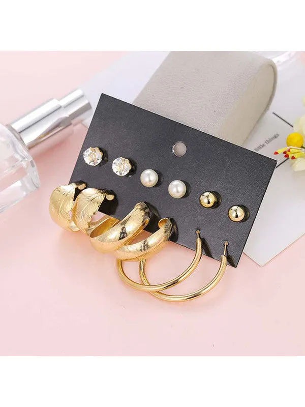 Combo of 12 Pair Chain & Pearl Hoop and Studs Earrings