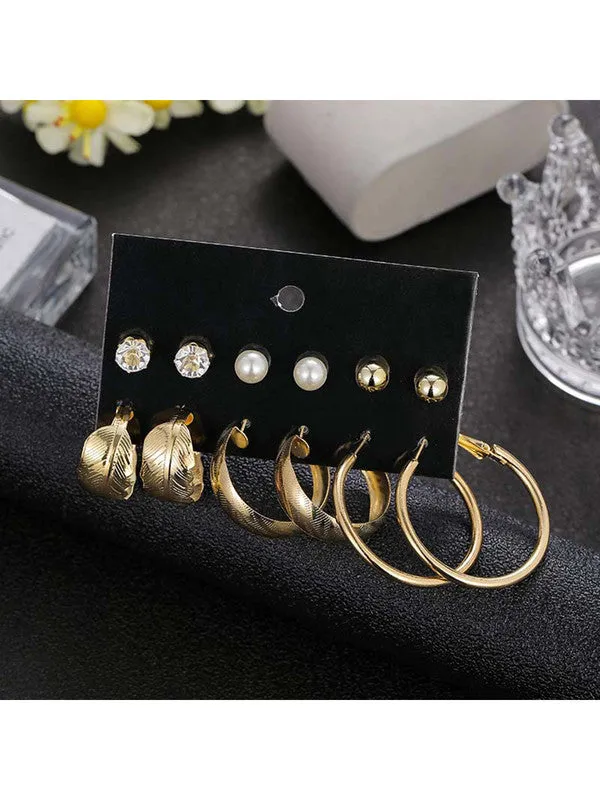 Combo of 12 Pair Chain & Pearl Hoop and Studs Earrings