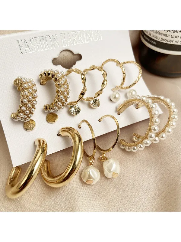 Combo of 15 Pair Studs and Hoop Earrings