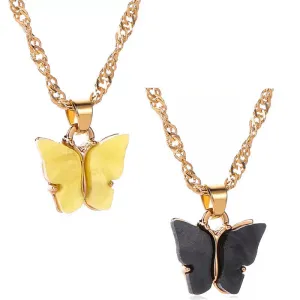 Combo of 2 Black and Yellow Mariposa Pendant