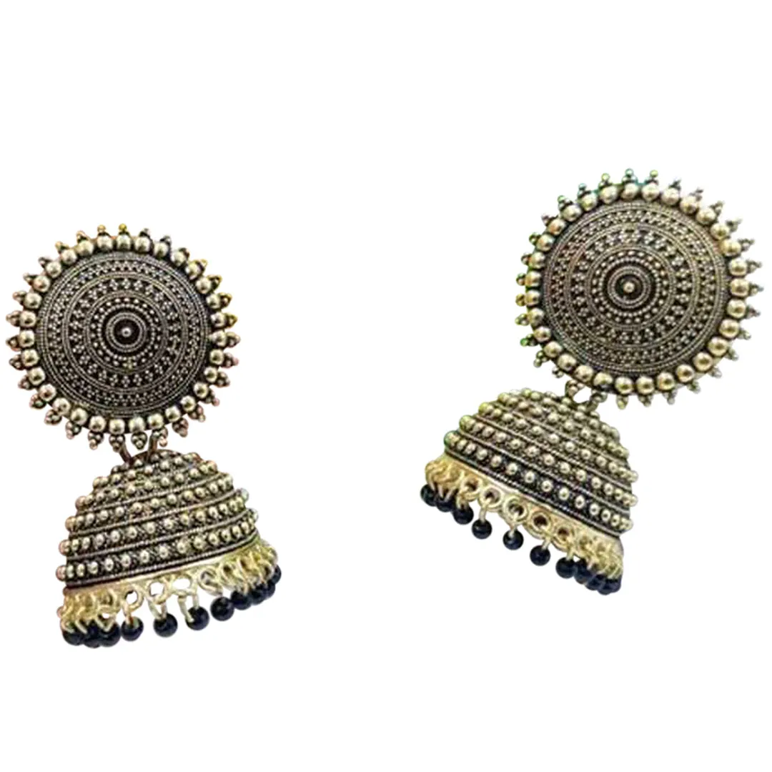 Combo of 2 Black Pearls Drop Dome Shape Jhumki