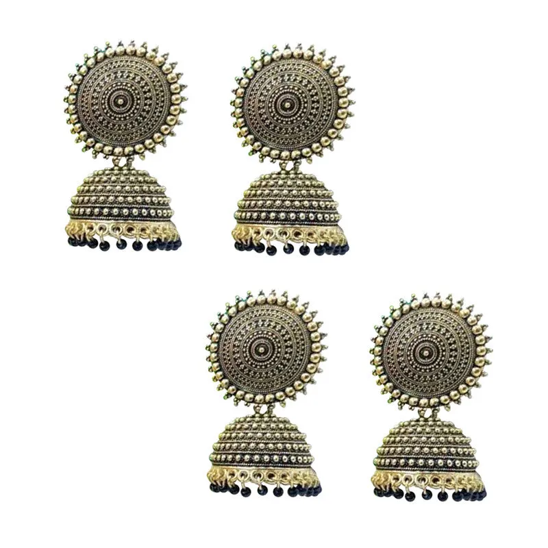 Combo of 2 Black Pearls Drop Dome Shape Jhumki