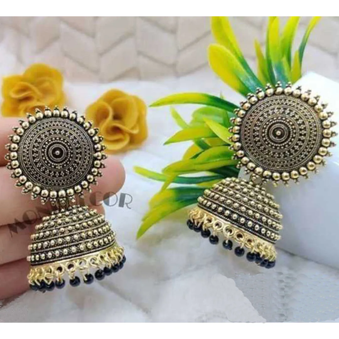 Combo of 2 Black Pearls Drop Dome Shape Jhumki