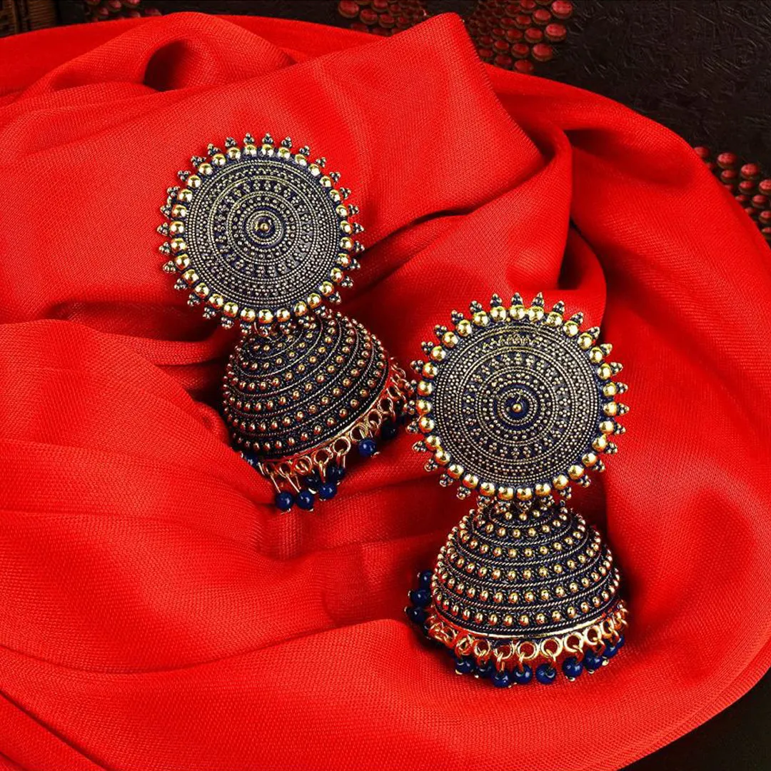 Combo of 2 Black Pearls Drop Dome Shape Jhumki