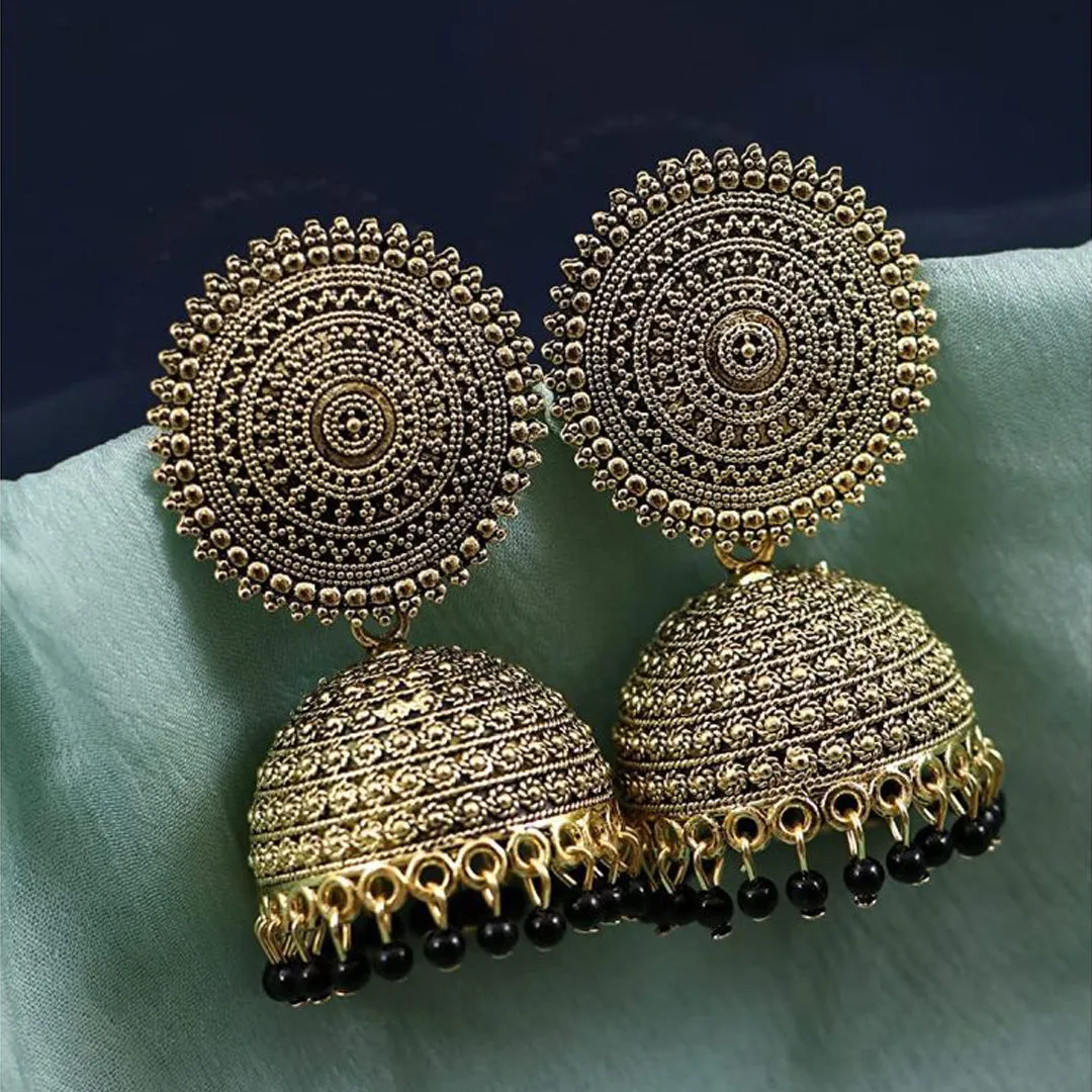 Combo of 2 Black Pearls Drop Dome Shape Jhumki