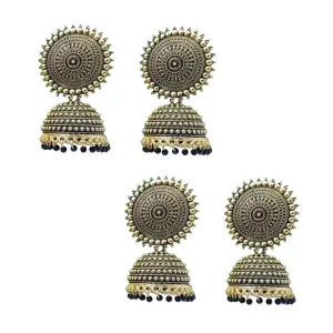 Combo of 2 Black Pearls Drop Dome Shape Jhumki