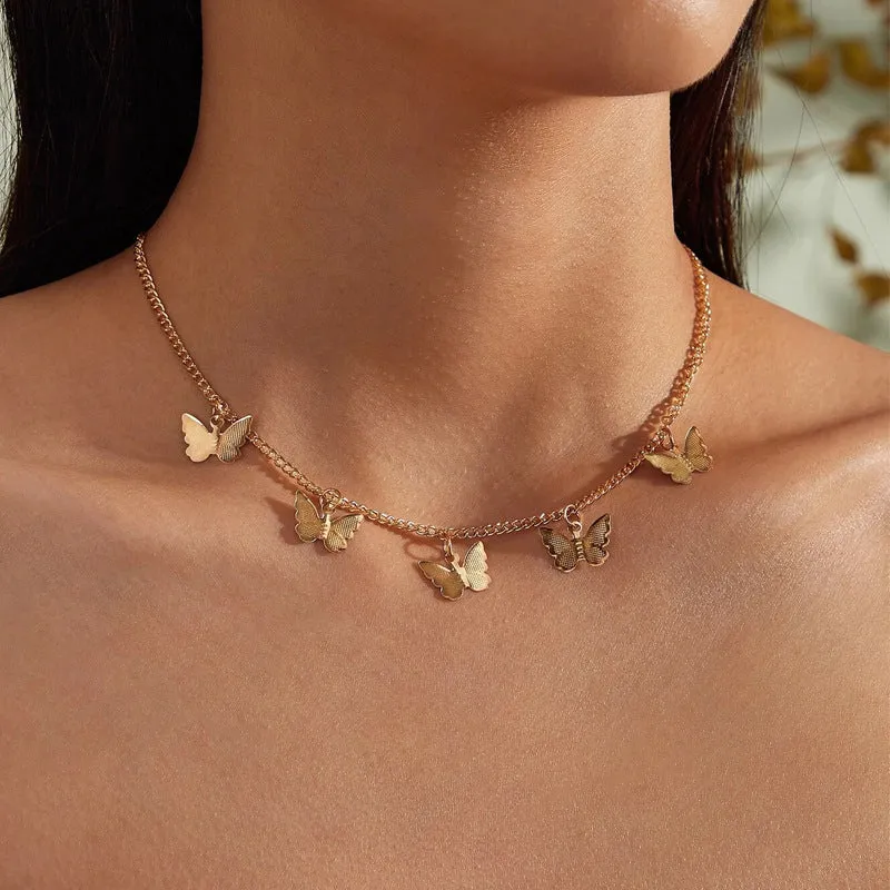 Combo of 2 Gold Plated Coin Butterfly Necklace