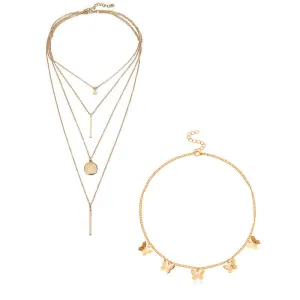 Combo of 2 Gold Plated Coin Butterfly Necklace