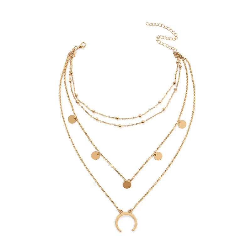 Combo of 2 Gold Plated Half Moon and Coin Pendant