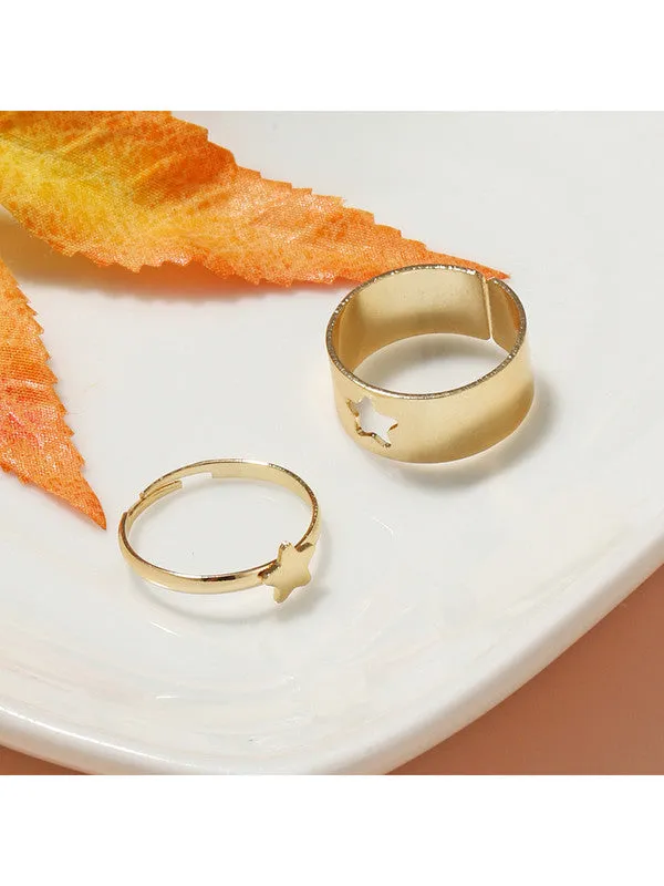 Combo of 2 Gold Plated Star and Butterfly Couple Ring