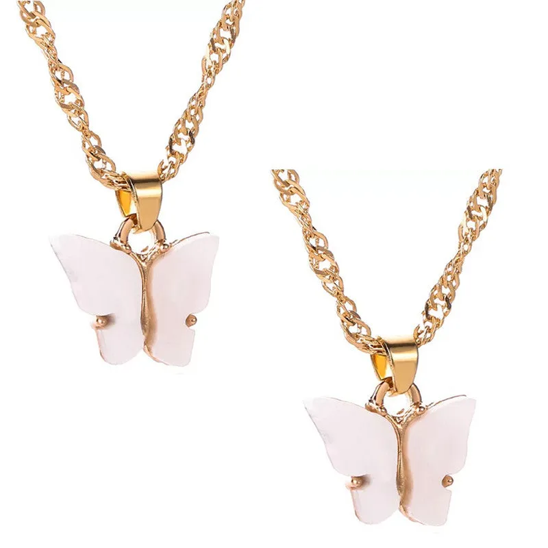 Combo of 2 Gold Plated White Mariposa Pendant