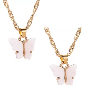 Combo of 2 Gold Plated White Mariposa Pendant