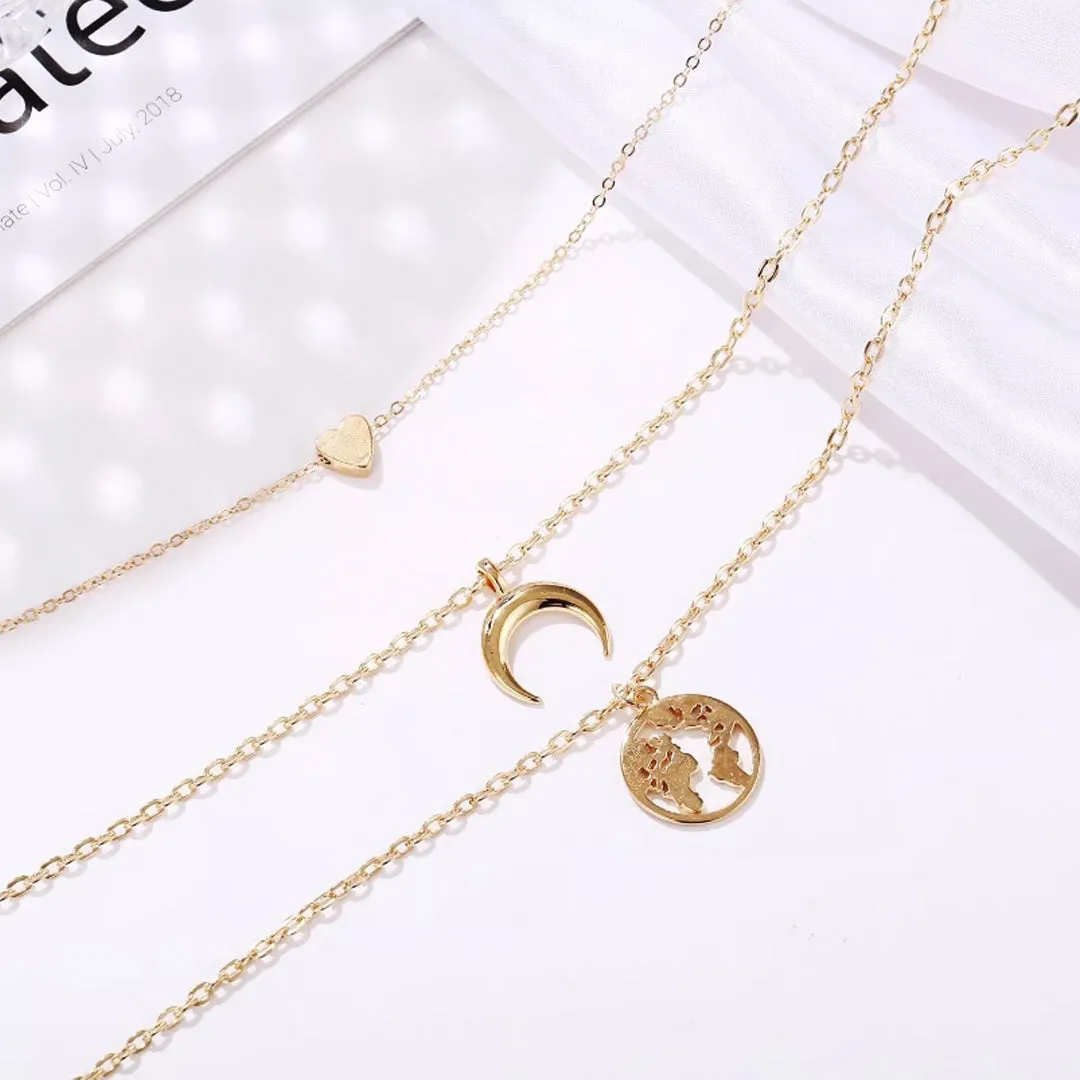 Combo of 2 Gold Plated World and Coin Pendant