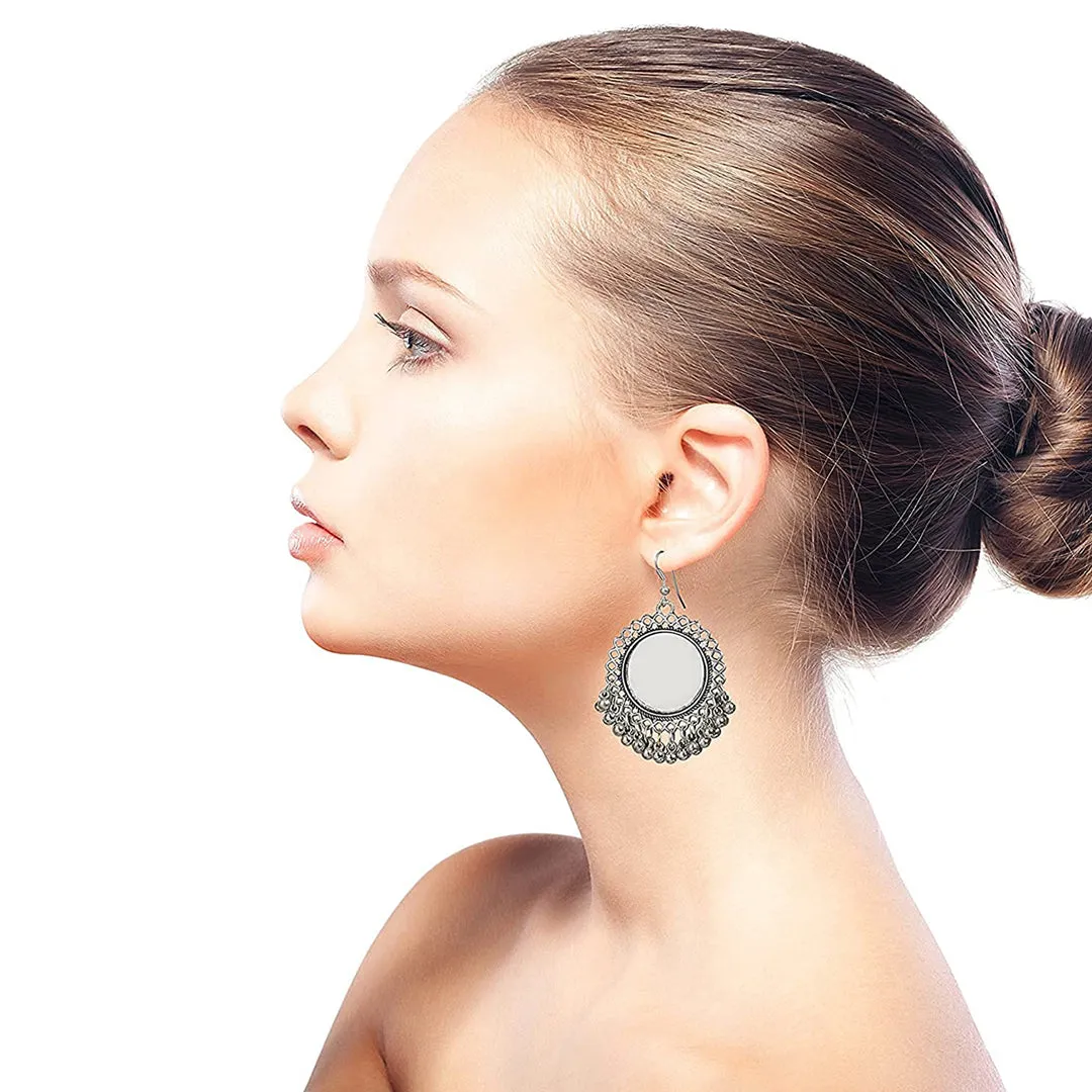 Combo of 2 Mirror Jhumki and Flower Pearl Stud Earrings
