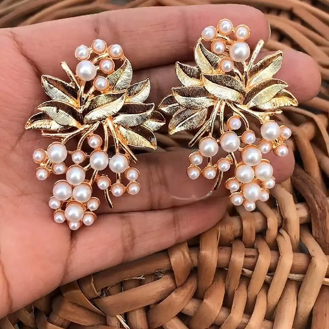 Combo of 2 Mirror Jhumki and Flower Pearl Stud Earrings