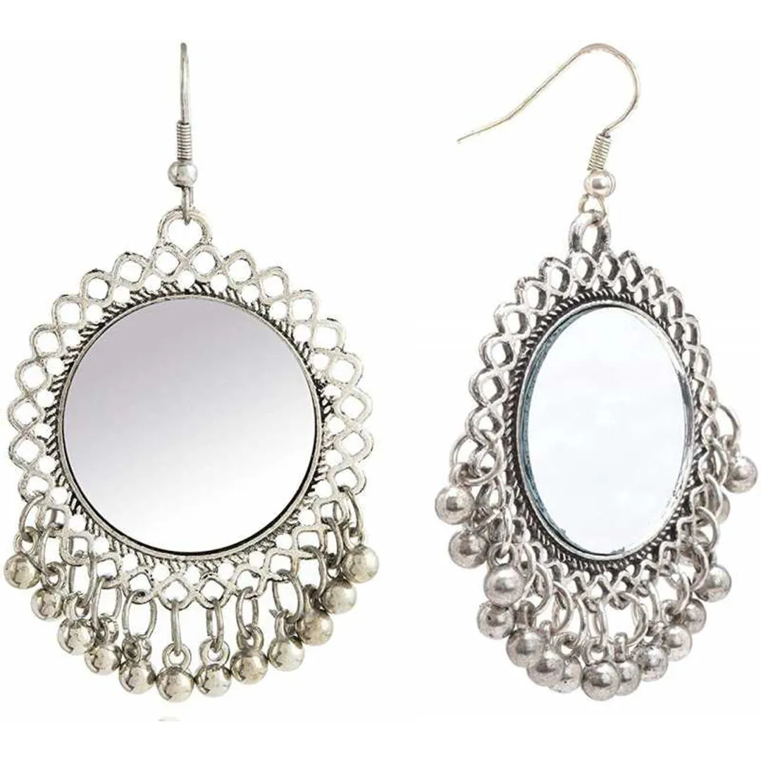 Combo of 2 Mirror Jhumki and Flower Pearl Stud Earrings