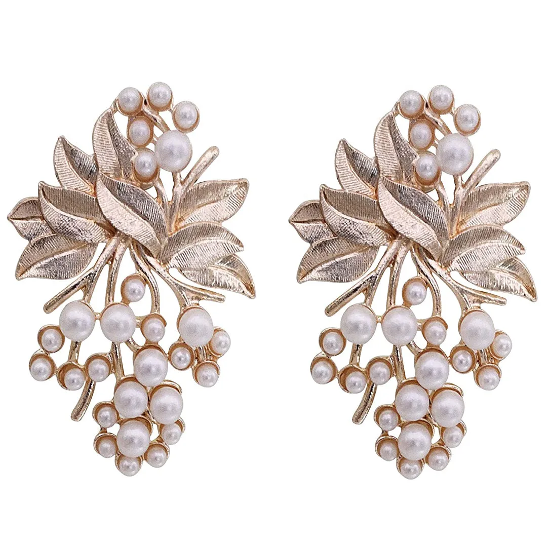 Combo of 2 Mirror Jhumki and Flower Pearl Stud Earrings