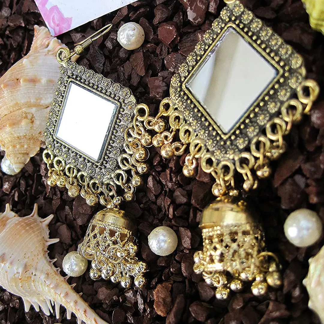 Combo of 2 Peacock Jhumka and Mirror Earrings
