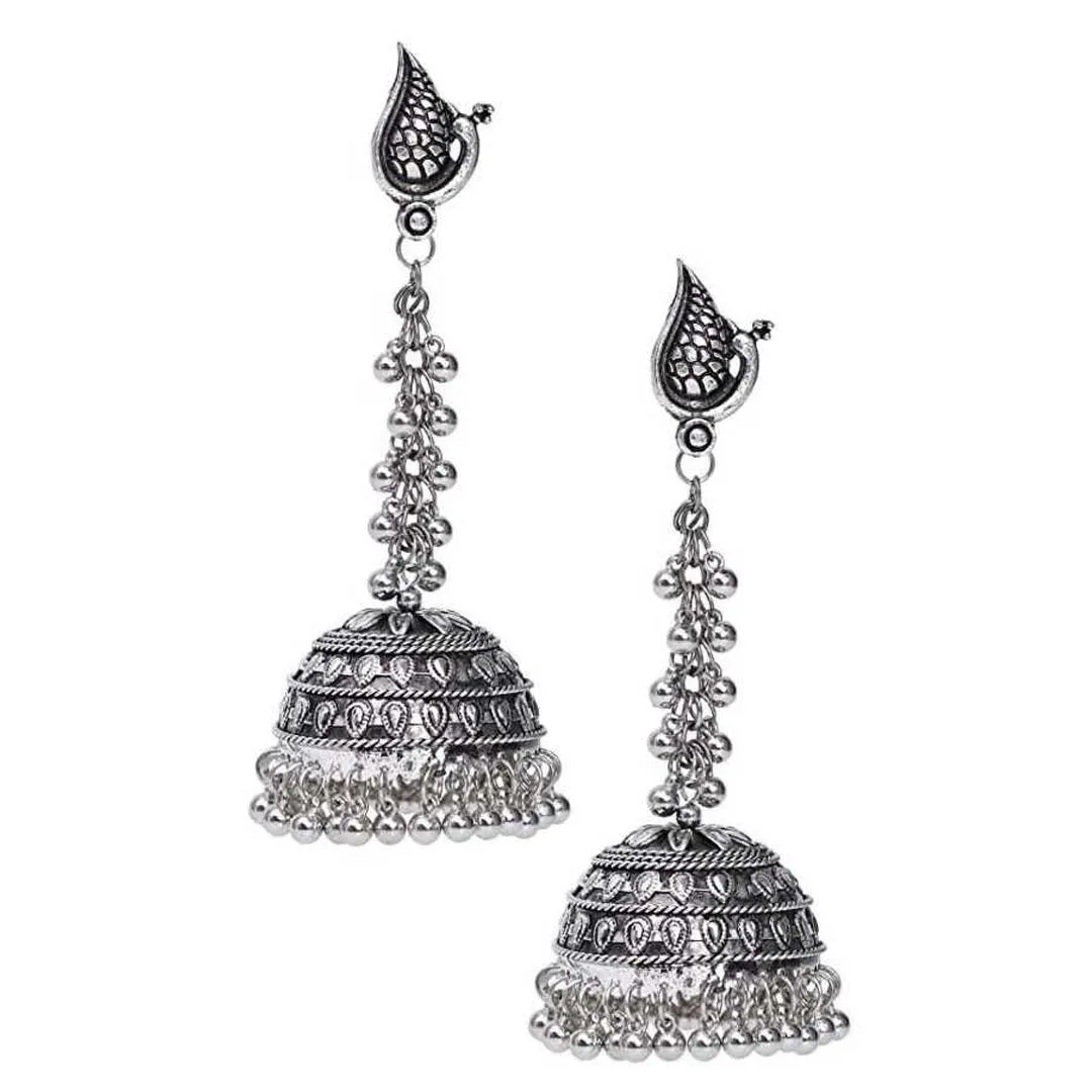 Combo of 2 Peacock Jhumka and Mirror Earrings