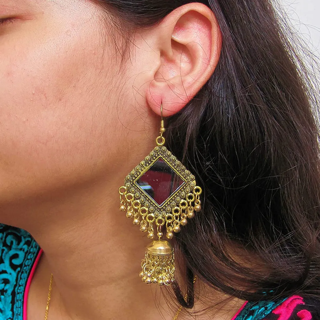 Combo of 2 Peacock Jhumka and Mirror Earrings