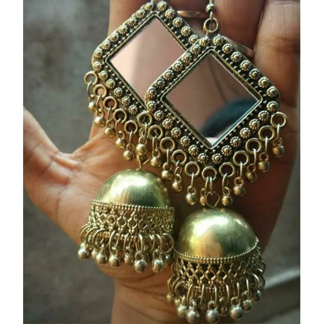 Combo of 2 Peacock Jhumka and Mirror Earrings