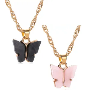 Combo of 2 Pink and Black Mariposa Pendant