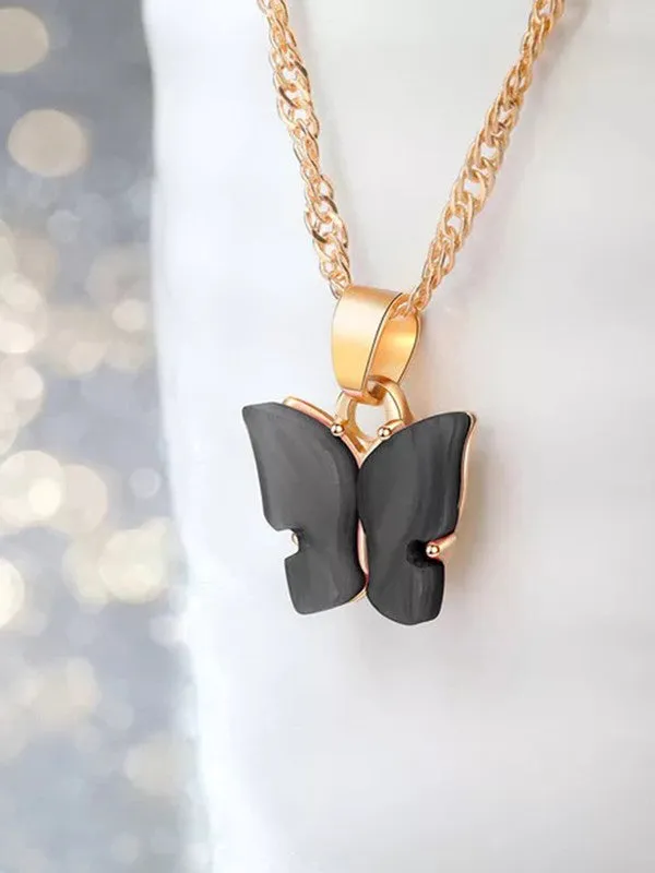 Combo of 2 Pink and Black Mariposa Pendant