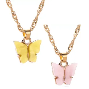 Combo of 2 Pink and Yellow Mariposa Pendant