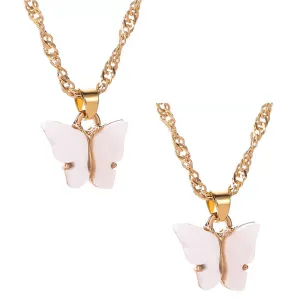Combo of 2 White Mariposa Butterfly Pendant
