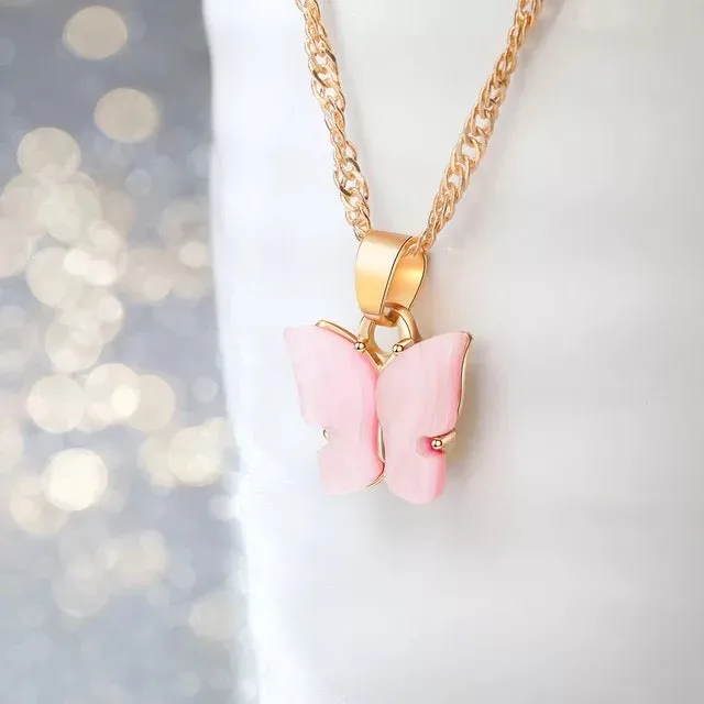 Combo of 2 White Mariposa Butterfly Pendant