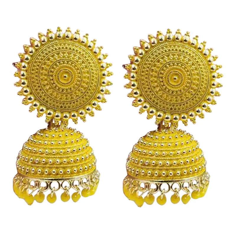 Combo of 2 Yellow Pearls Drop Dome Shape Jhumki