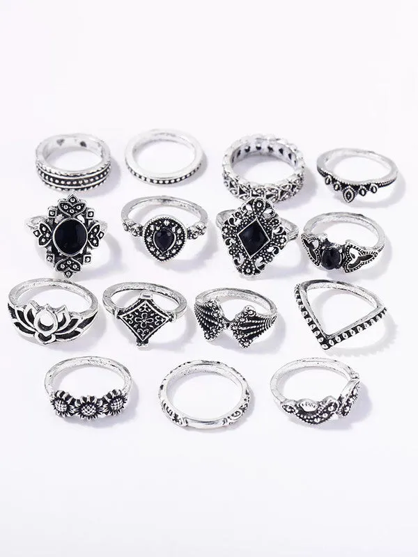 Combo of 23 Piece Gold & Silver Plated Multi Designs Ring Set