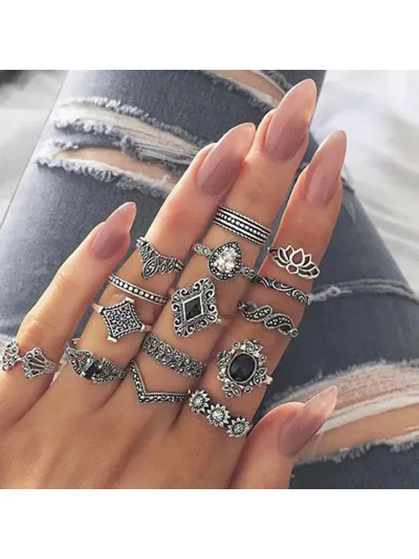 Combo of 23 Piece Gold & Silver Plated Multi Designs Ring Set
