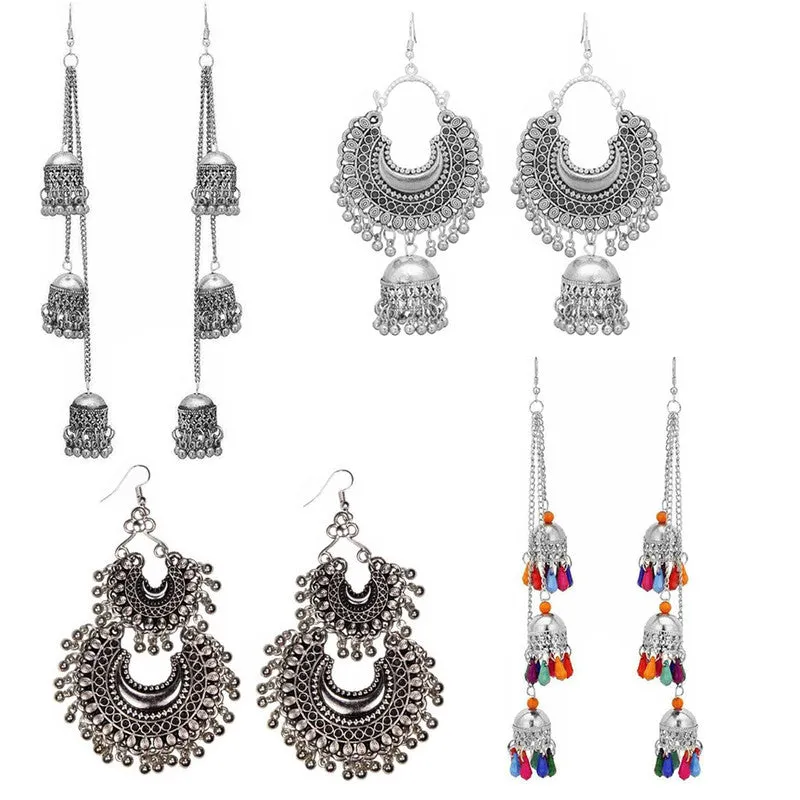 Combo of 4 Oxidized Layered Beads Jhumki