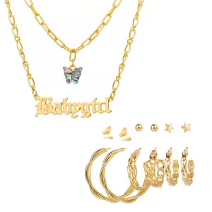 Combo Of Blue Crystal Butterfly Pendant With Earring Set